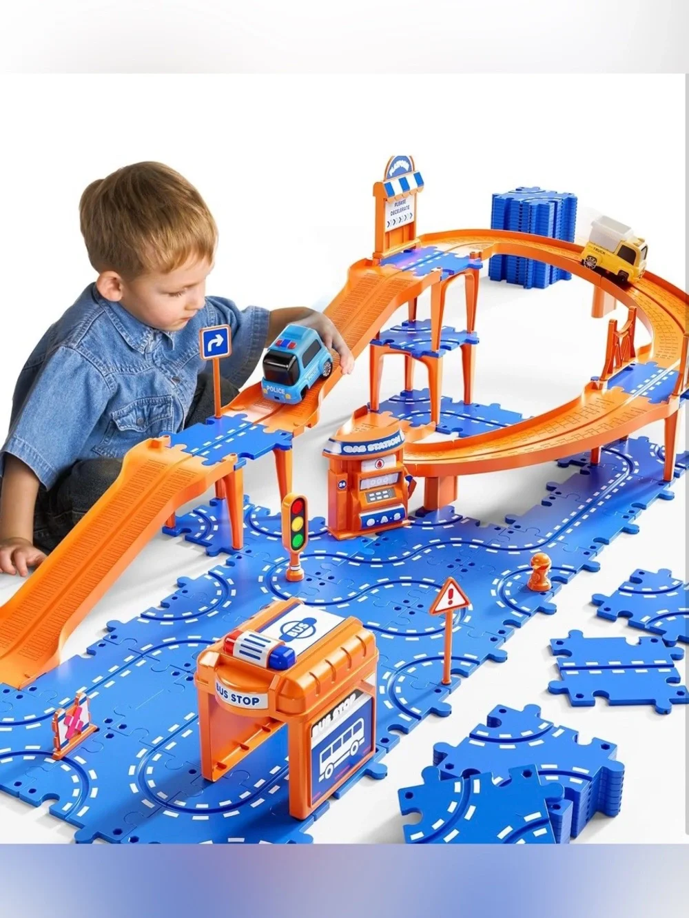 Puzzle Race Car Track Set for Kids ages 3-5